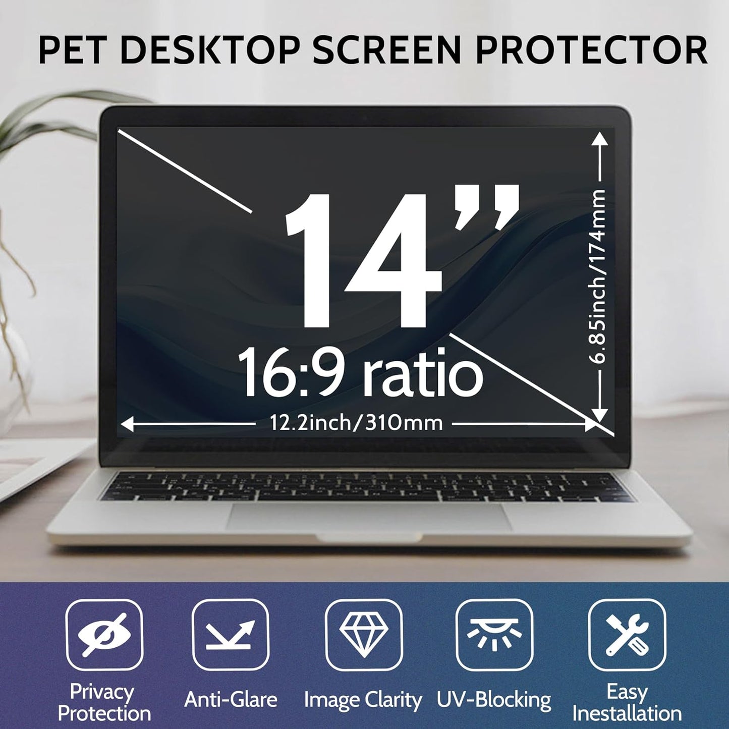 Twugs 14-Inch 16:9 Laptop Privacy Screen