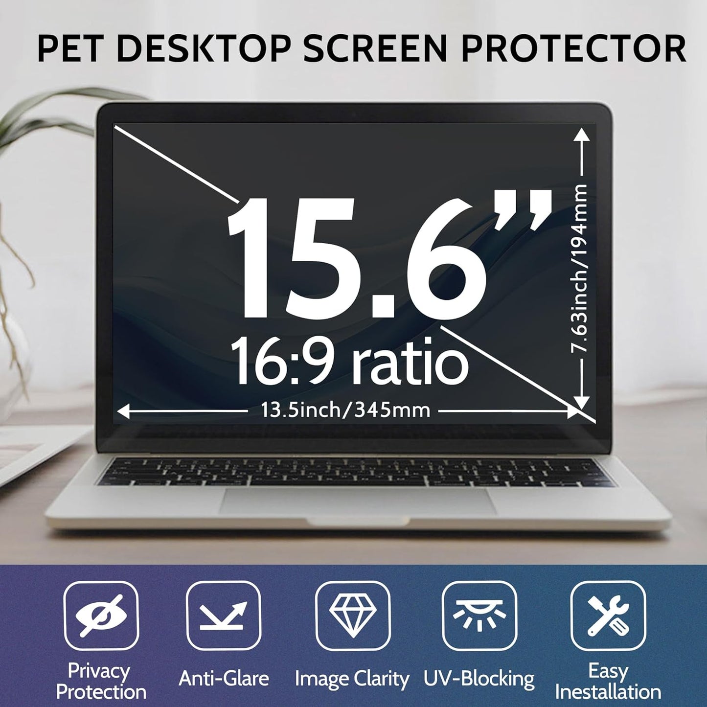 Twugs 15.6-Inch 16:9 Laptop Privacy Screen