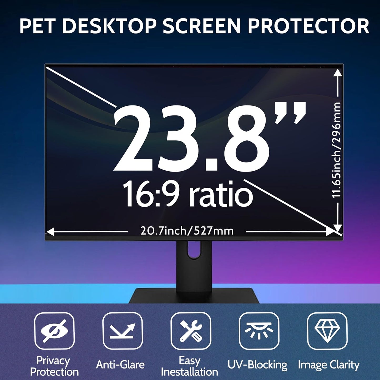 Twugs 23.8-Inch 16:9 Laptop Privacy Screen